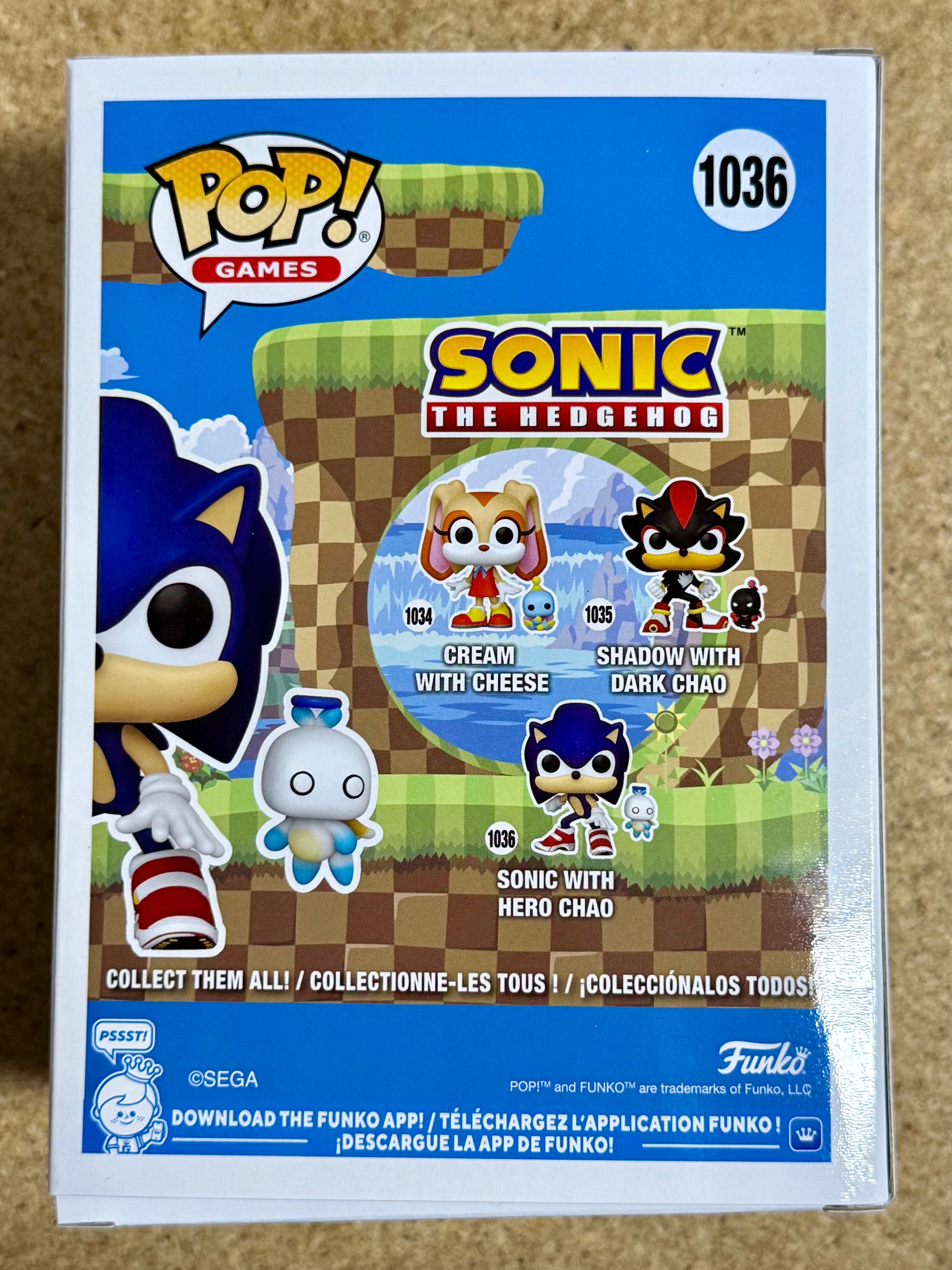 Funko Pop! Games Sonic With Chao #1036 Sonic the Hedgehog 2024 Sega