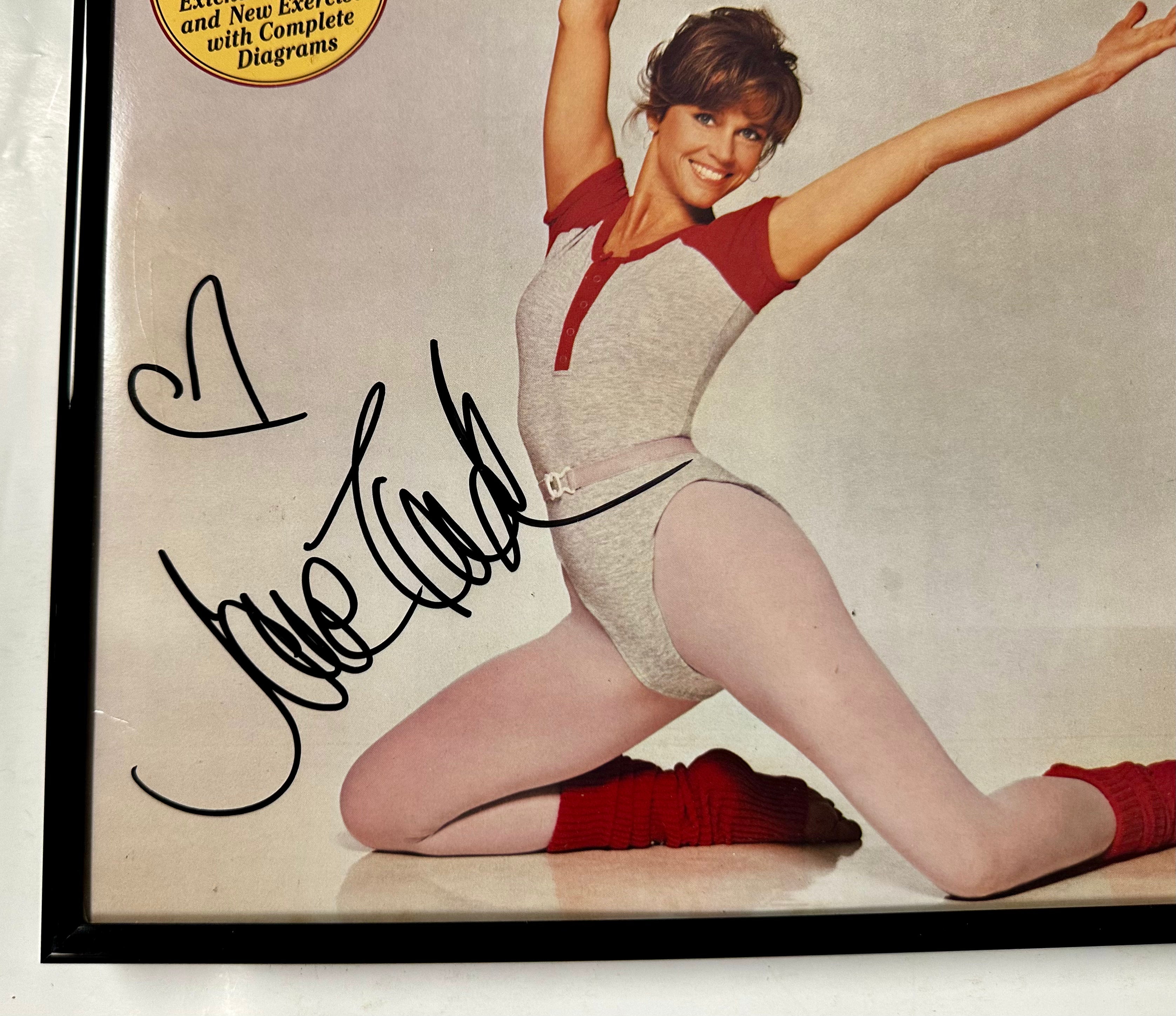 actress-jane-fonda-autographed-signed-framed-workout-record-with-jsa-coa