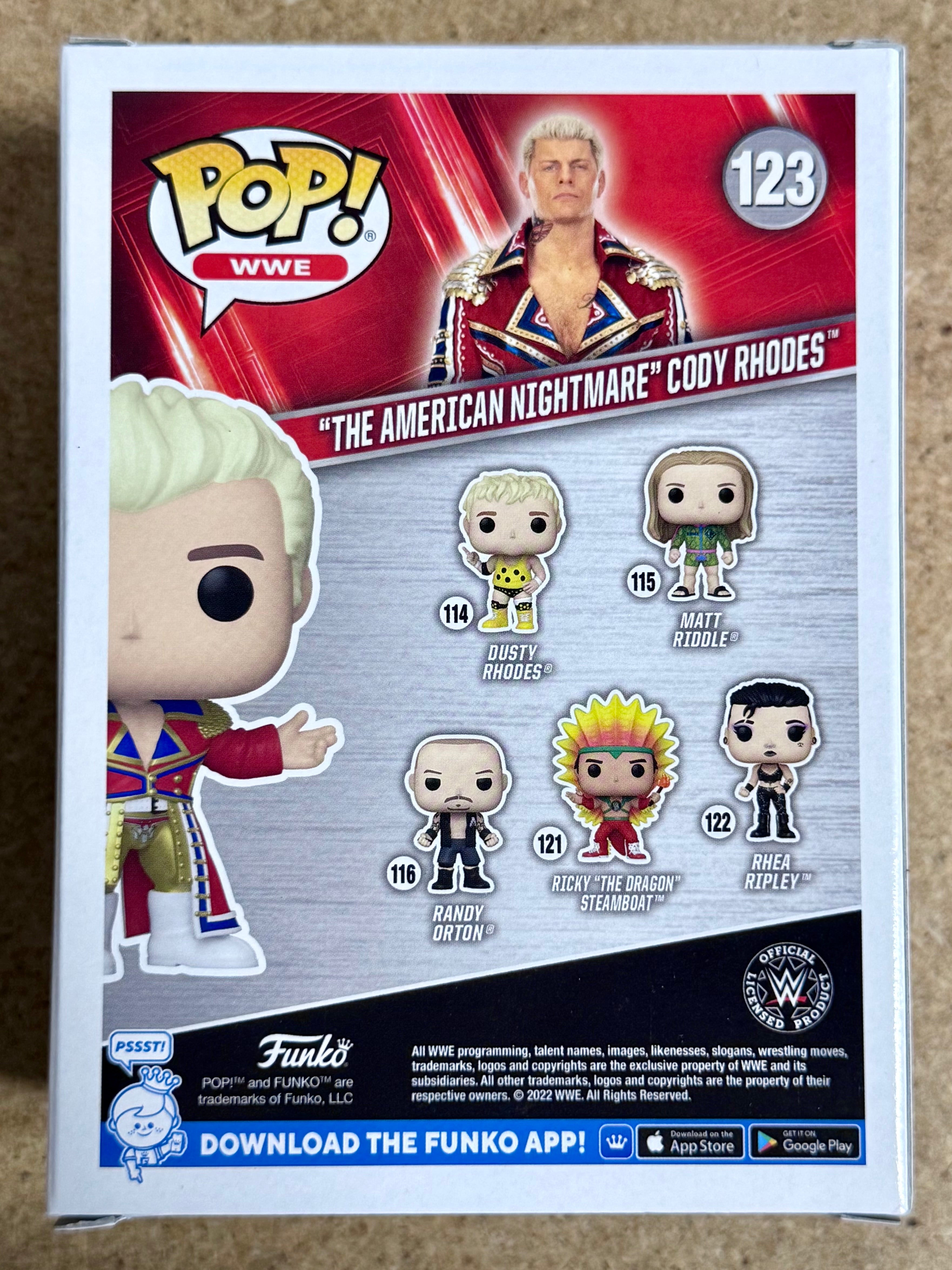 cody-rhodes-the-american-nightmare-wwe-signed-exclusive-funko-pop-123-with-jsa-coa