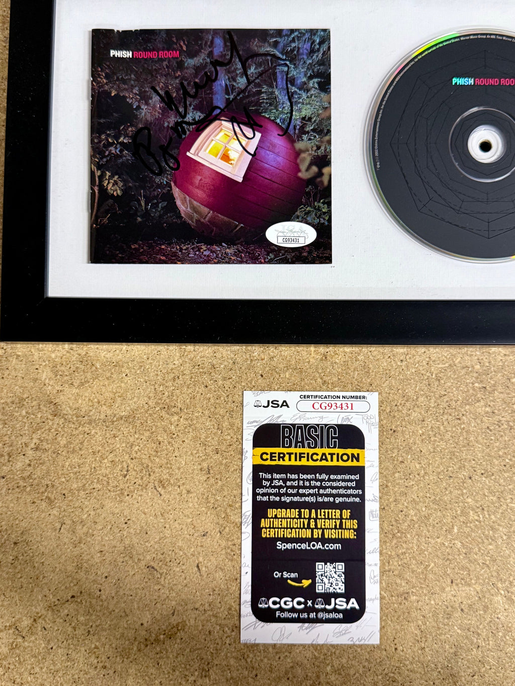 Phish (Trey Anastasio, Page & Mike) Signed Round Room Framed CD Booklet With JSA COA