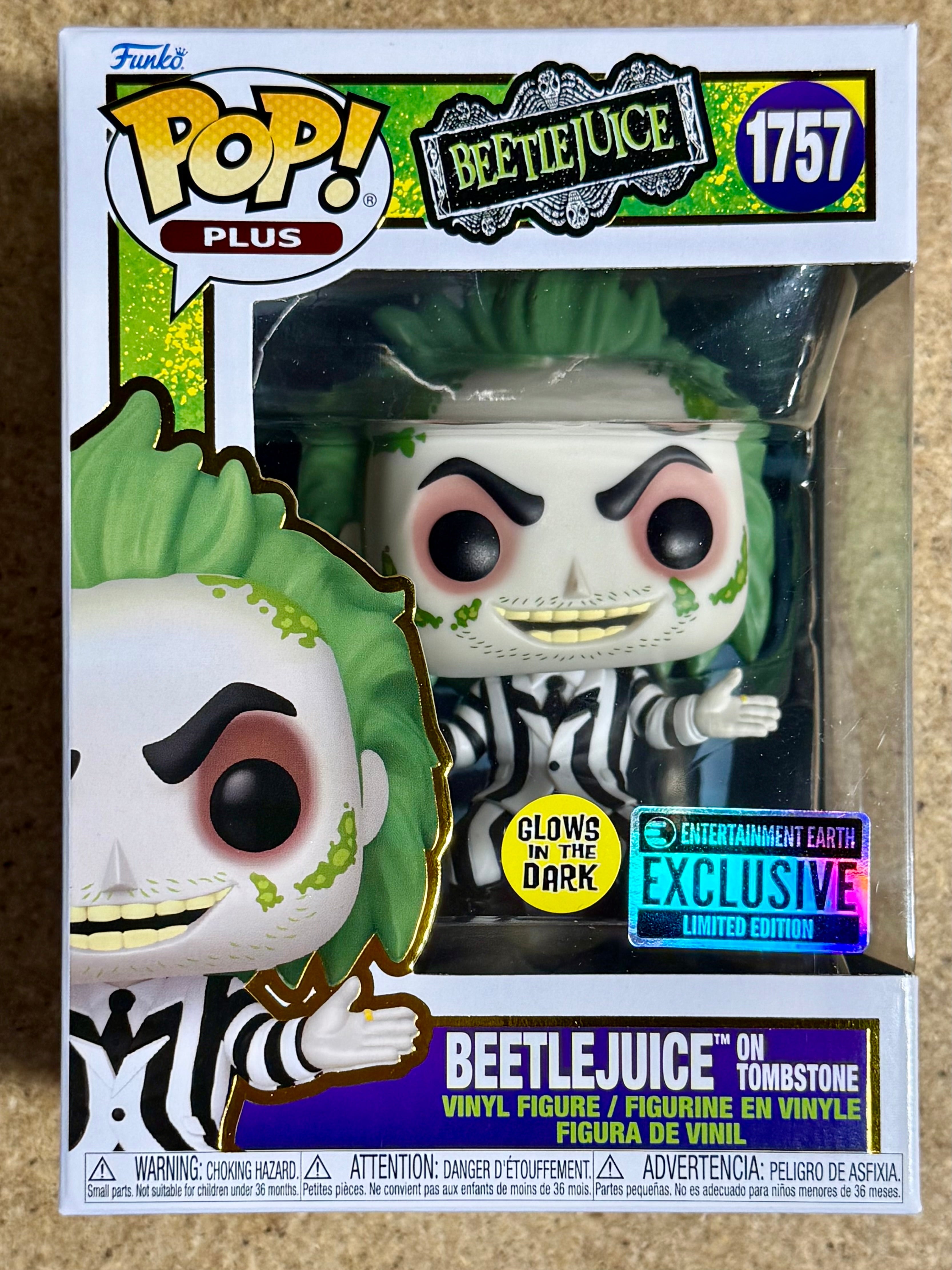 Funko Pop! Plus Movies Beetlejuice On Tombstone #1757 Glow 2024 Exclusive