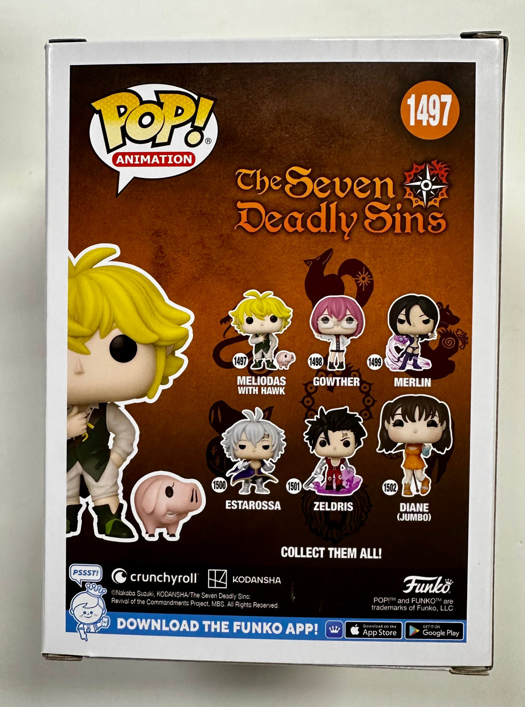 Funko Pop Animation Meliodas With Hawk #1497 Seven Deadly Sins Captain 2023