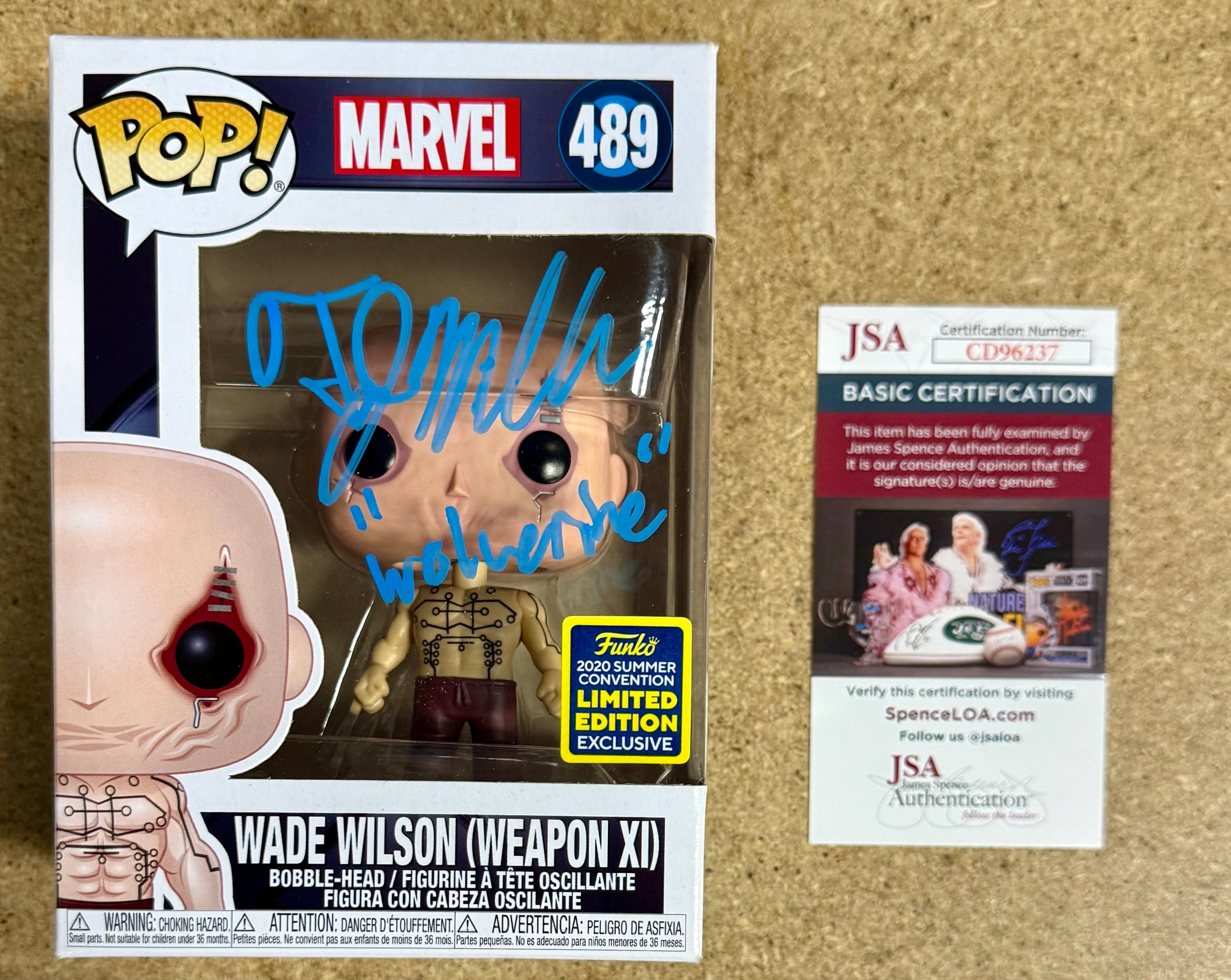 TJ Miller “Weasel” Signed Marvel Wade Wilson (Weapon XI) Funko Pop! #489 SDCC 2021 Vaulted Exclusive JSA COA
