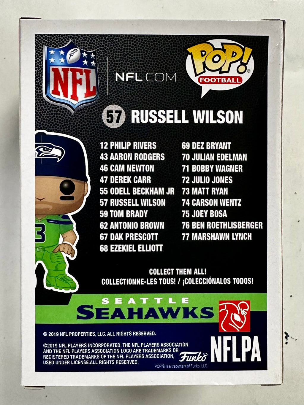 Russell Wilson Signed NFL Seattle Seahawks Funko Pop! #57 Steelers 2023 With JSA COA