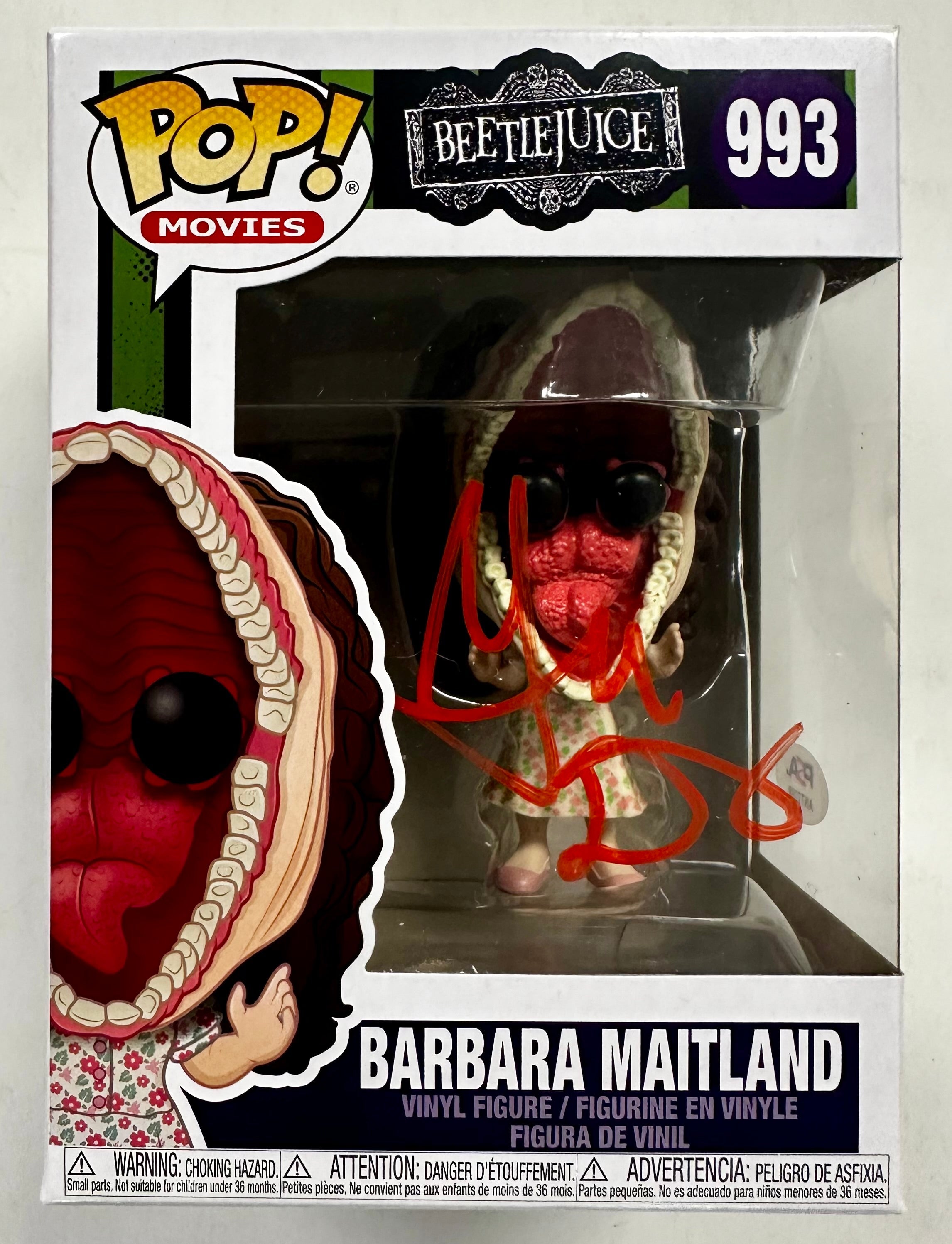 Geena Davis Signed Barbara Maitland Funko Pop! #993 Beetlejuice With PSA/DNA COA