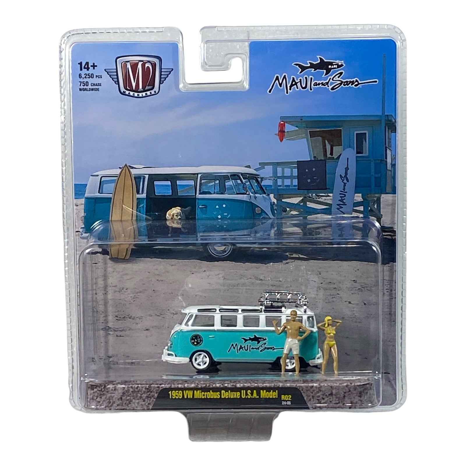 1959-vw-microbus-u-s-a-model-maui-and-sons-m2-machines-diorama