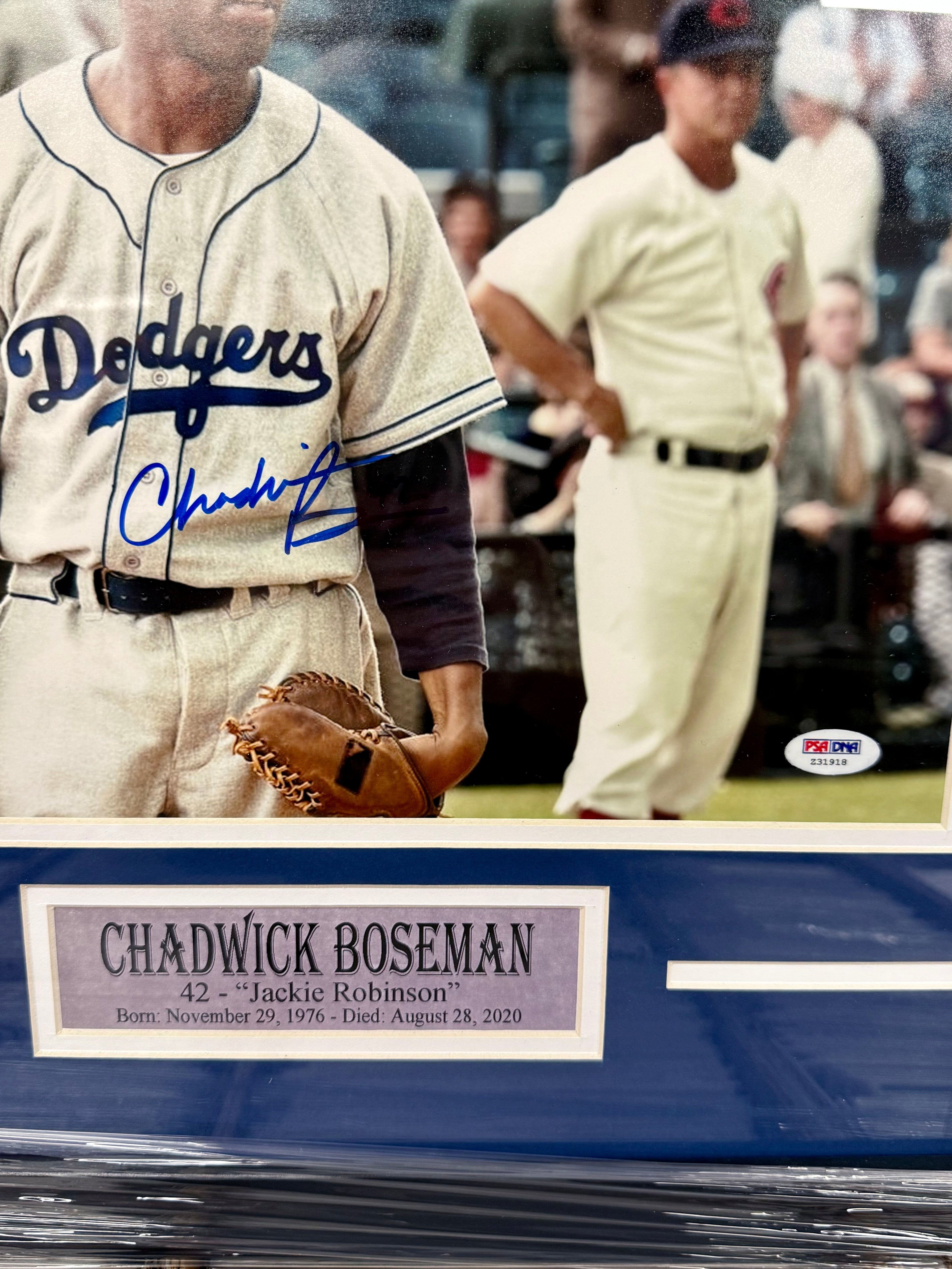 authentic-chadwick-boseman-signed-custom-framed-42-jackie-robinson-11x14-photo-with-psa-dna-coa