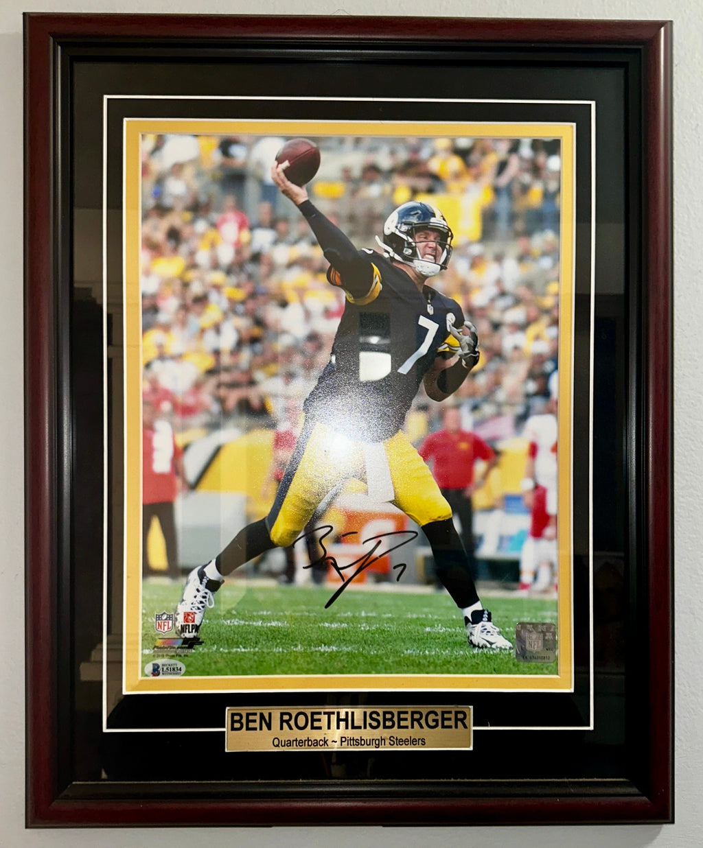 ben-roethlisberger-qb-signed-framed-nfl-pittsburgh-steelers-11x14-with-bas-coa
