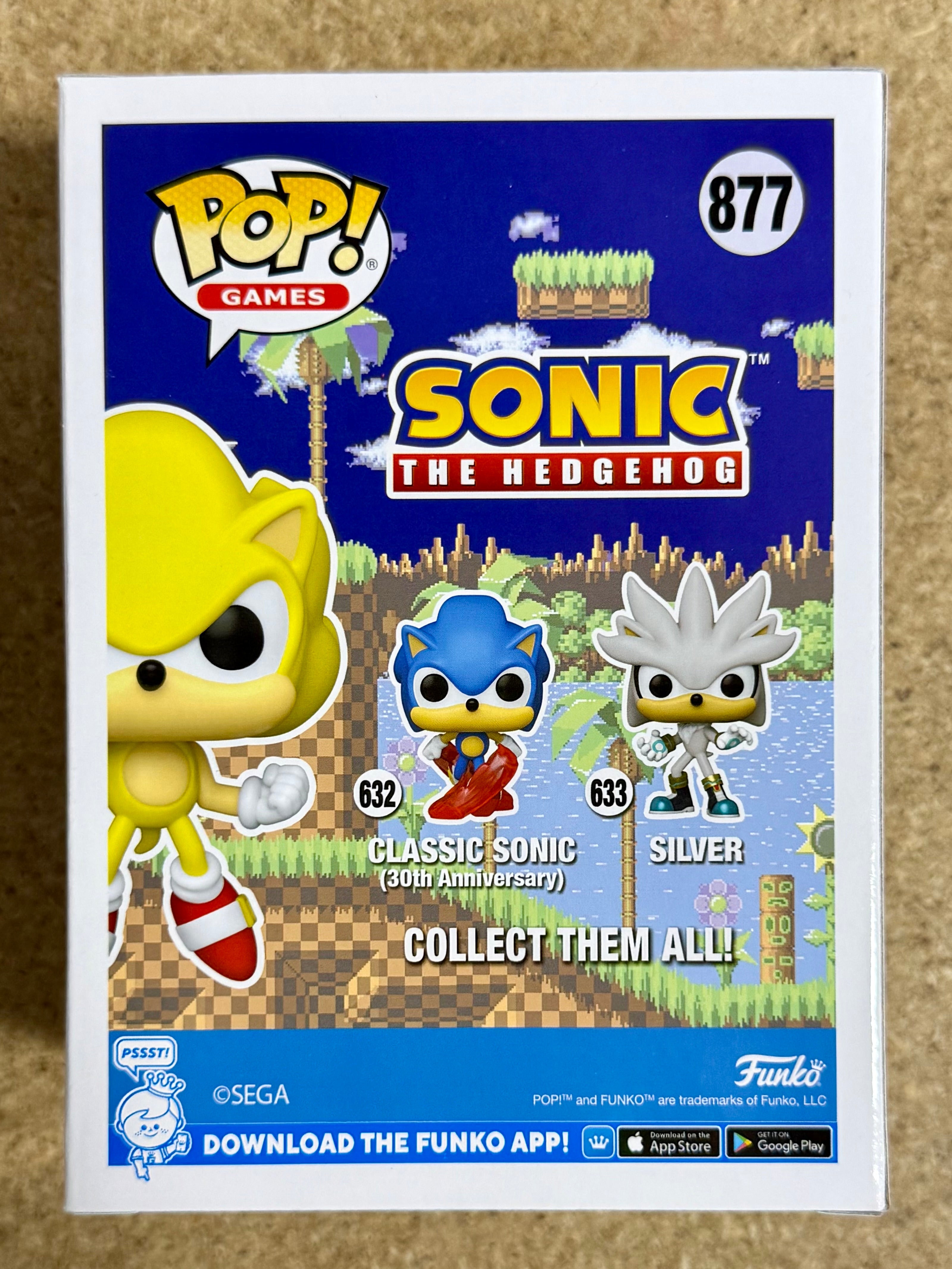 Funko Pop! Games Glow Super Sonic First Appearance #877 SDCC 2022 Official Sticker Con Exclusive