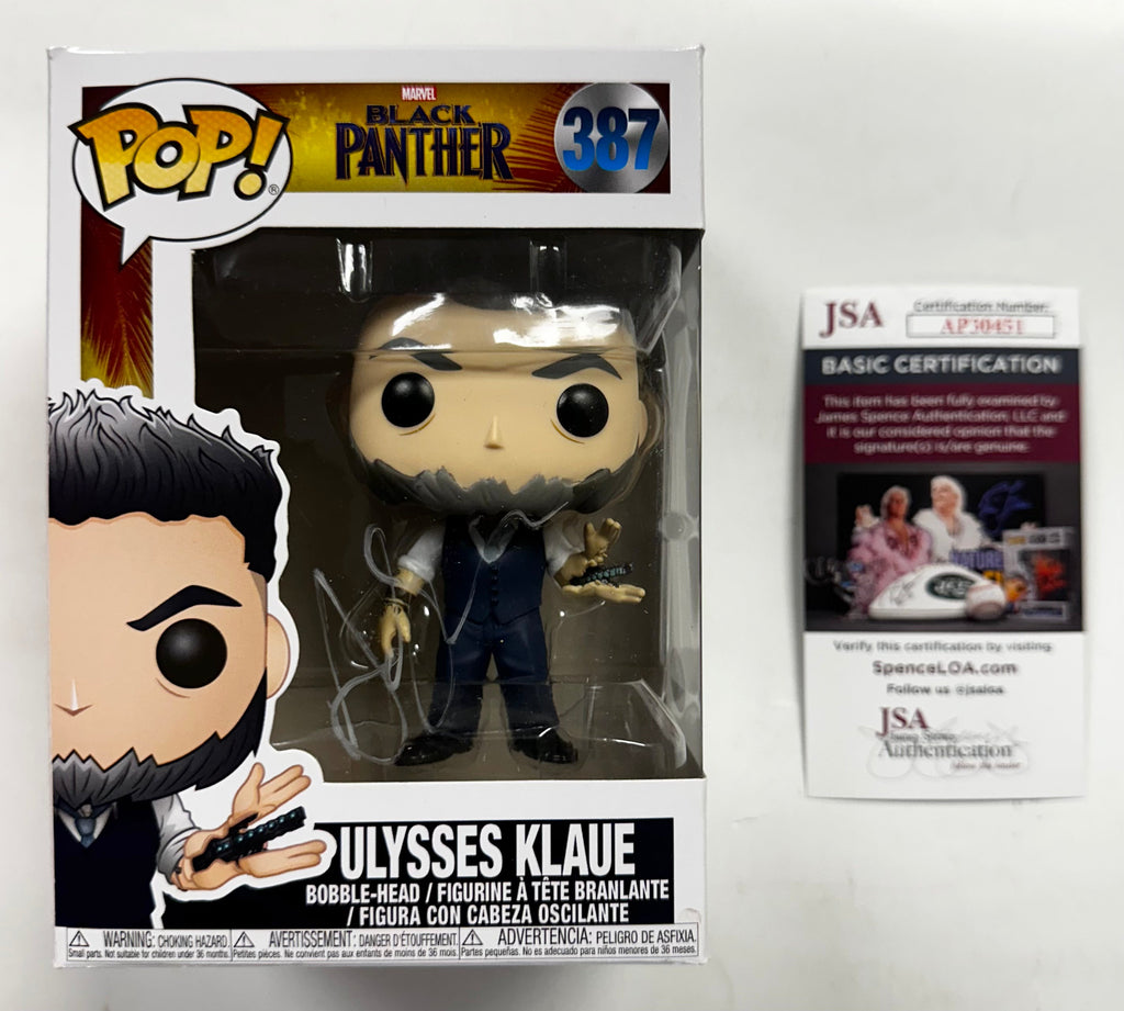 andy-serkis-signed-marvel-ulysses-klaue-2018-vaulted-funko-pop-387-jsa-coa