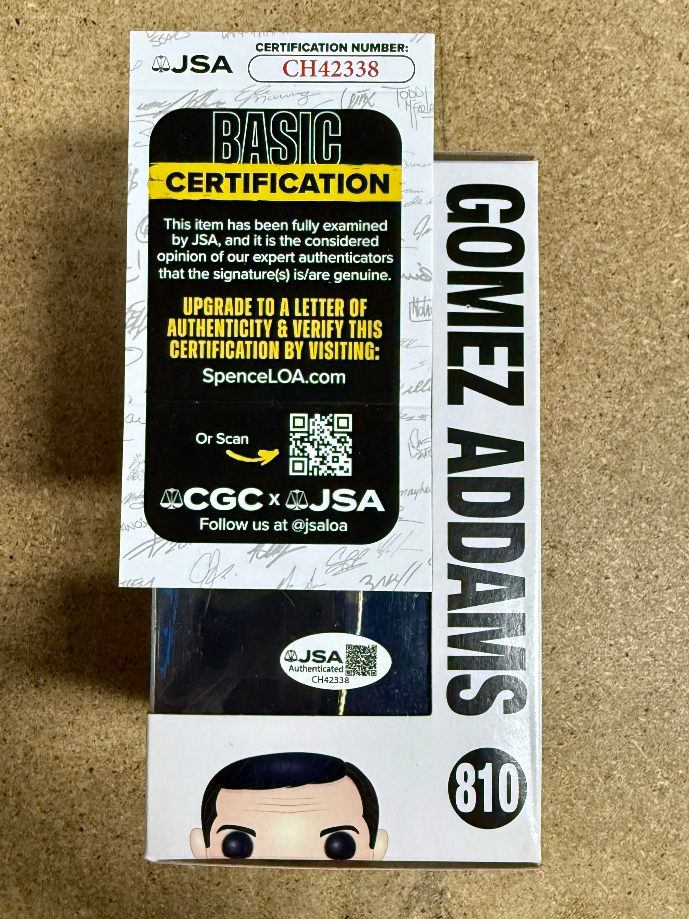 Luis Guzman Signed Gomez The Addams Family Wednesday Funko Pop! #810 With JSA COA