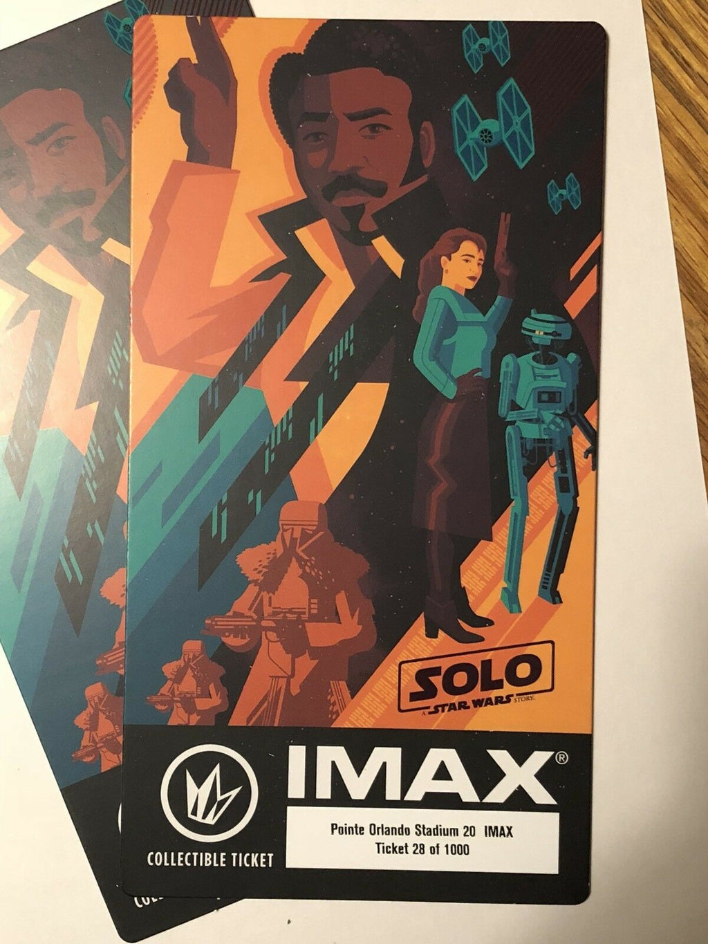 Star Wars : Han Solo IMAX Collectible Ticket Regal Cinema Movie Limited Edition
