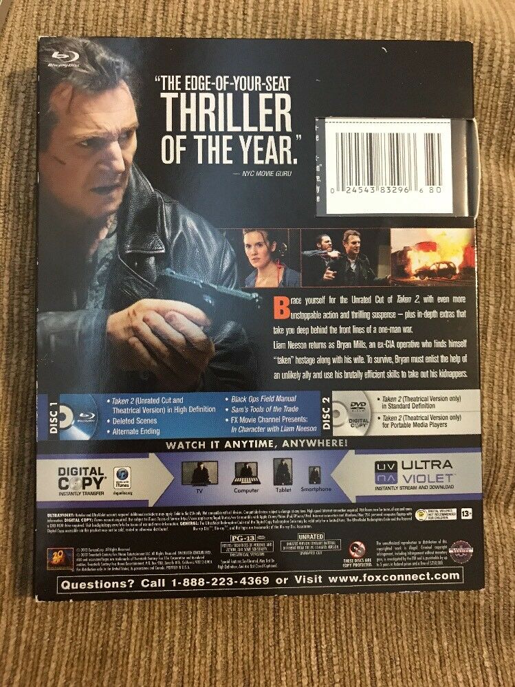 TAKEN AND TAKEN 2 Blu-ray Set Liam Neeson Extended And Unrated 2009 2012