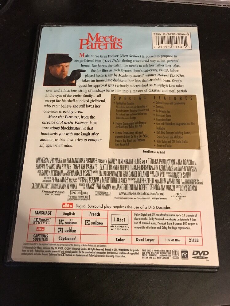 Meet the Parents (DVD, 2001, Widescreen Collectors Edition) Ben Stiller De Niro