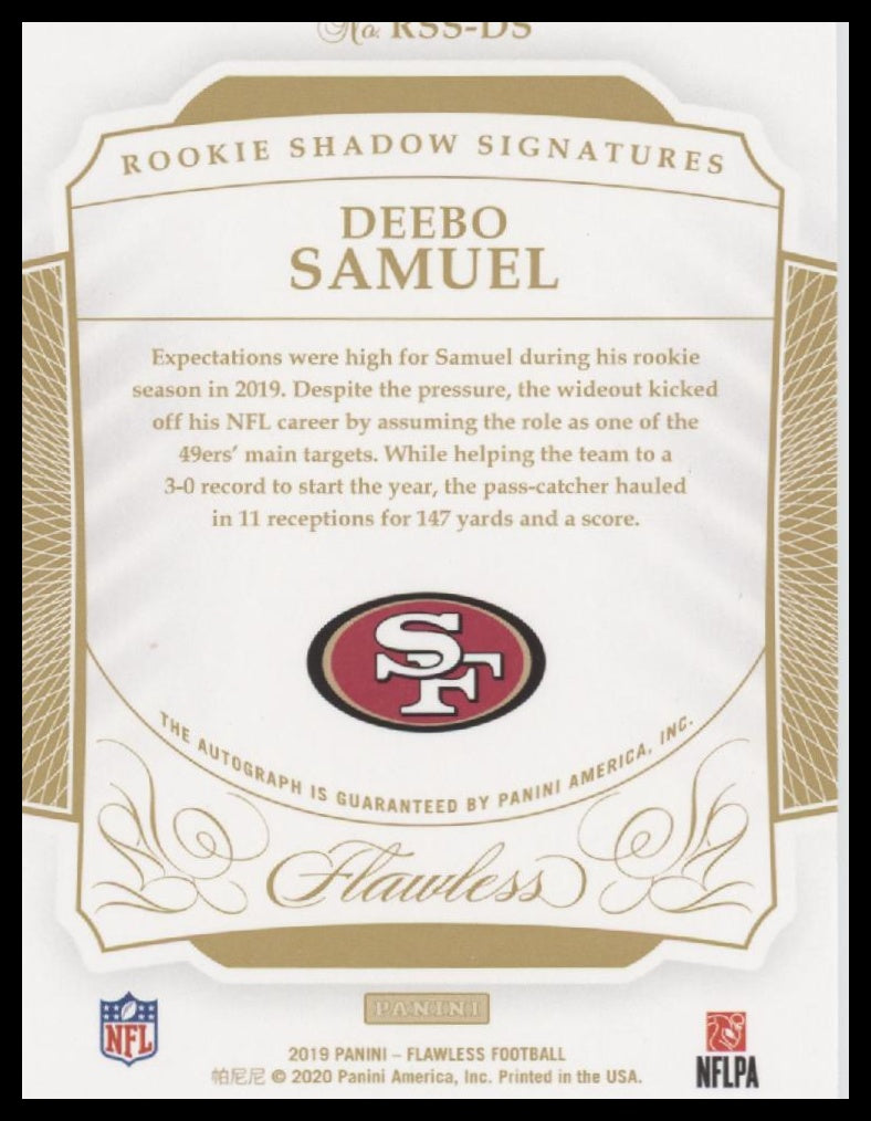 2019-panini-flawless-rookie-shadow-signatures-silver-deebo-samuel-20-rss-ds