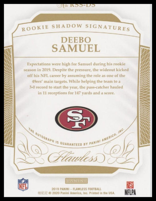 2019-panini-flawless-rookie-shadow-signatures-silver-deebo-samuel-20-rss-ds