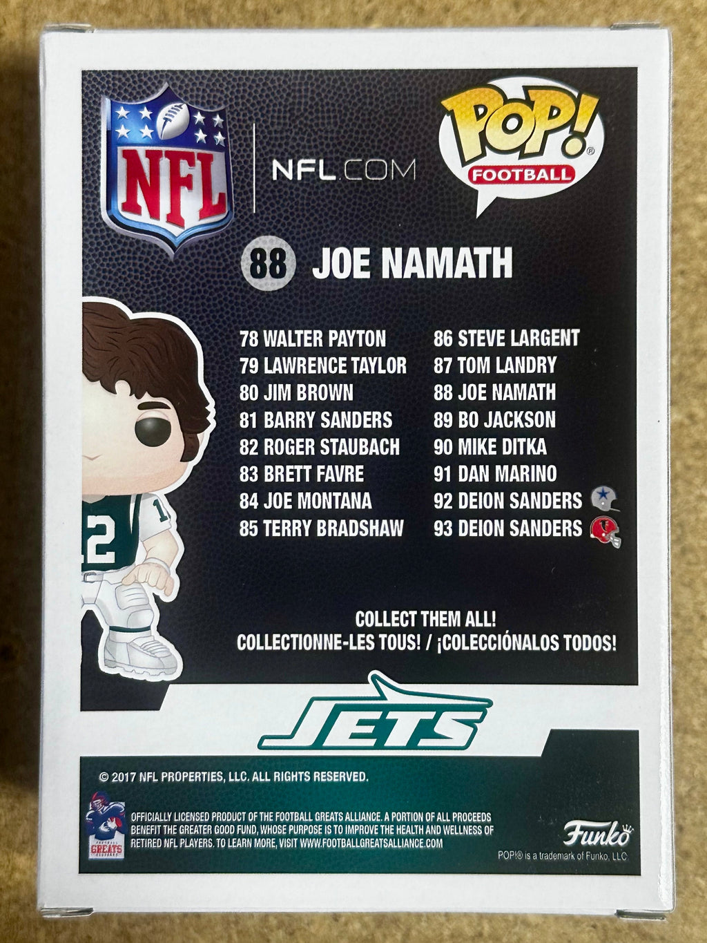 Funko Pop! Football Joe Namath #88 NFL New York Jets QB Quarterback 2017