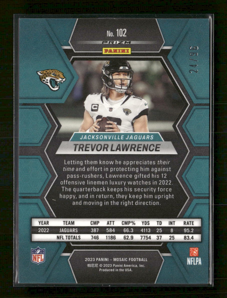 2023-panini-mosaic-blue-sparkle-trevor-lawrence-96-102