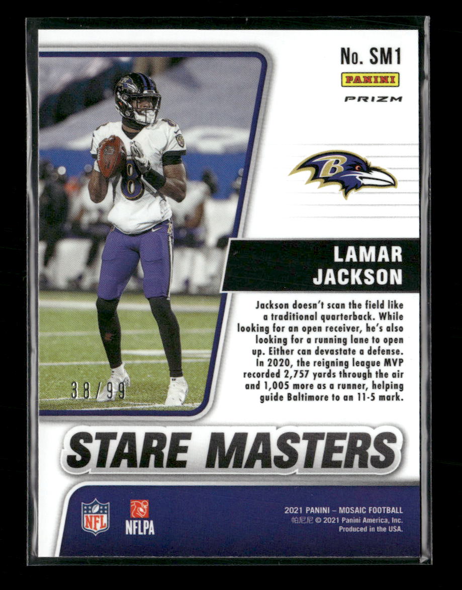 2021-panini-mosaic-stare-masters-prizm-blue-lamar-jackson-99-sm1