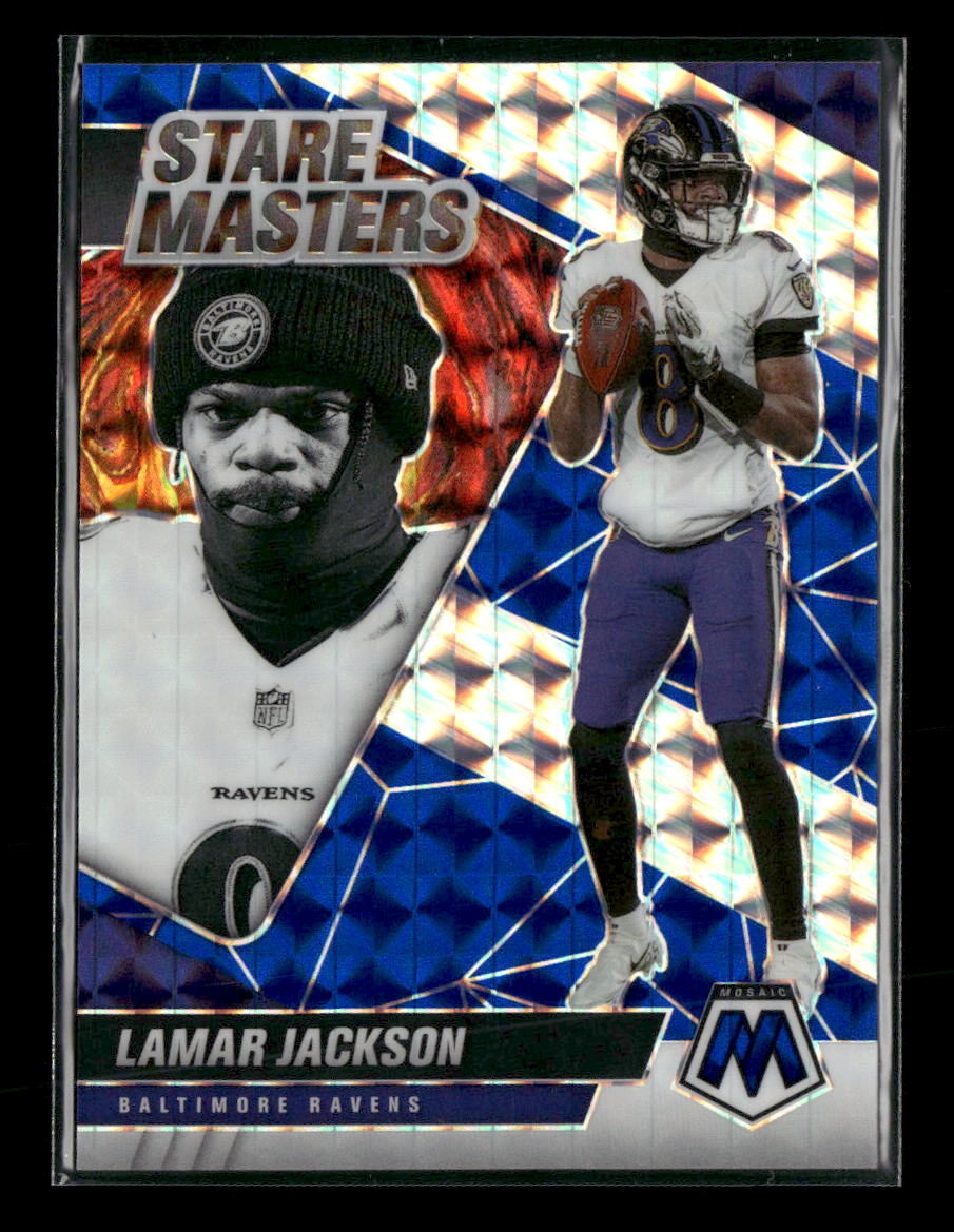 2021-panini-mosaic-stare-masters-prizm-blue-lamar-jackson-99-sm1