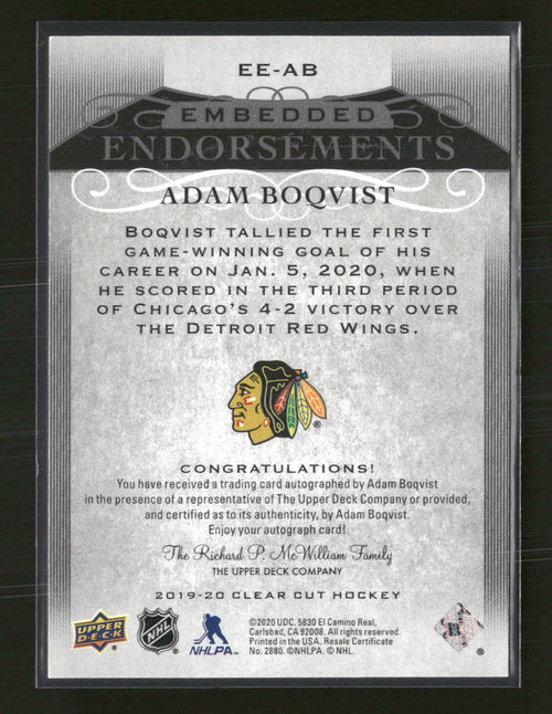 2019-20-upper-deck-clear-cut-embedded-endorsements-adam-boqvist-99-auto-ee-ab