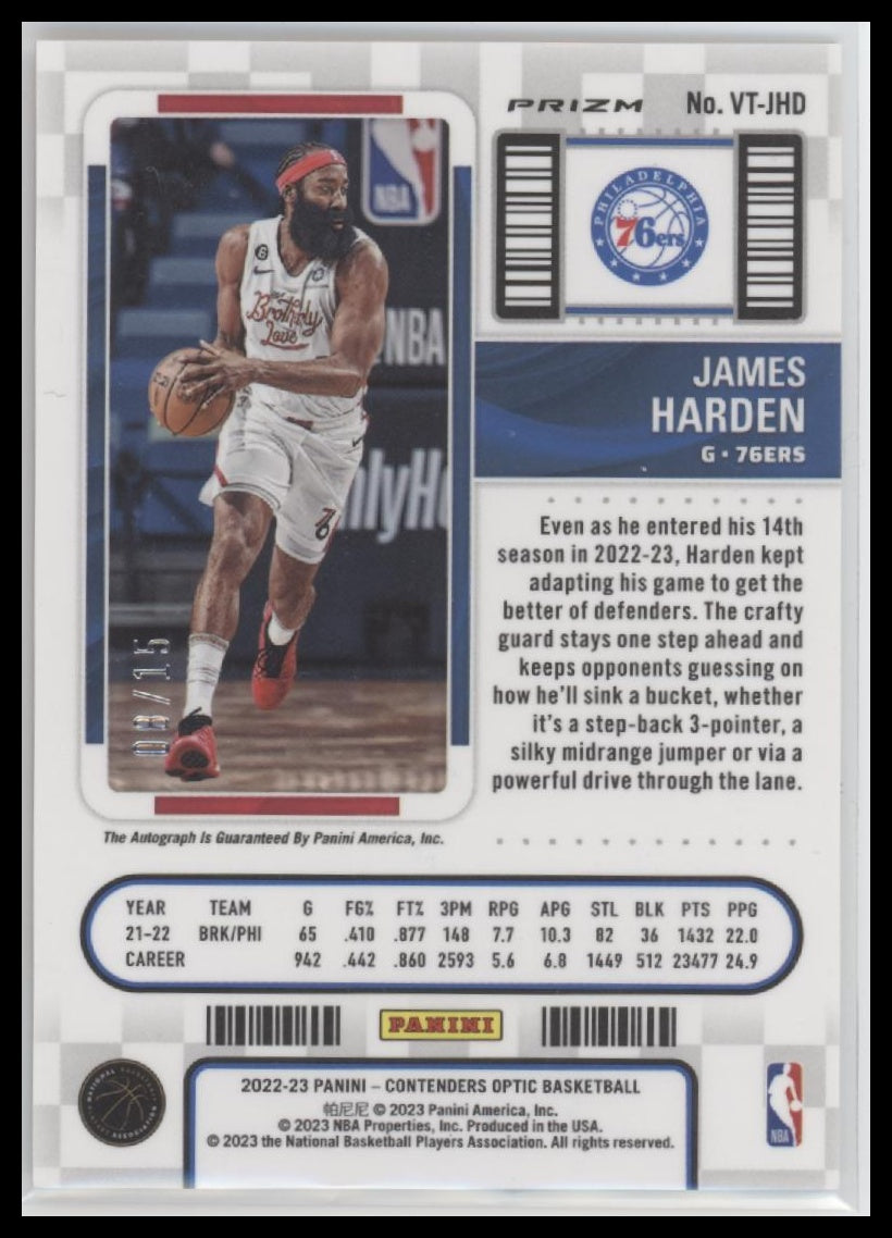 2022-23-panini-contenders-veteran-ticket-orange-james-harden-15-auto-vt-jhd