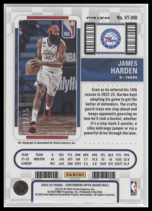 2022-23-panini-contenders-veteran-ticket-orange-james-harden-15-auto-vt-jhd