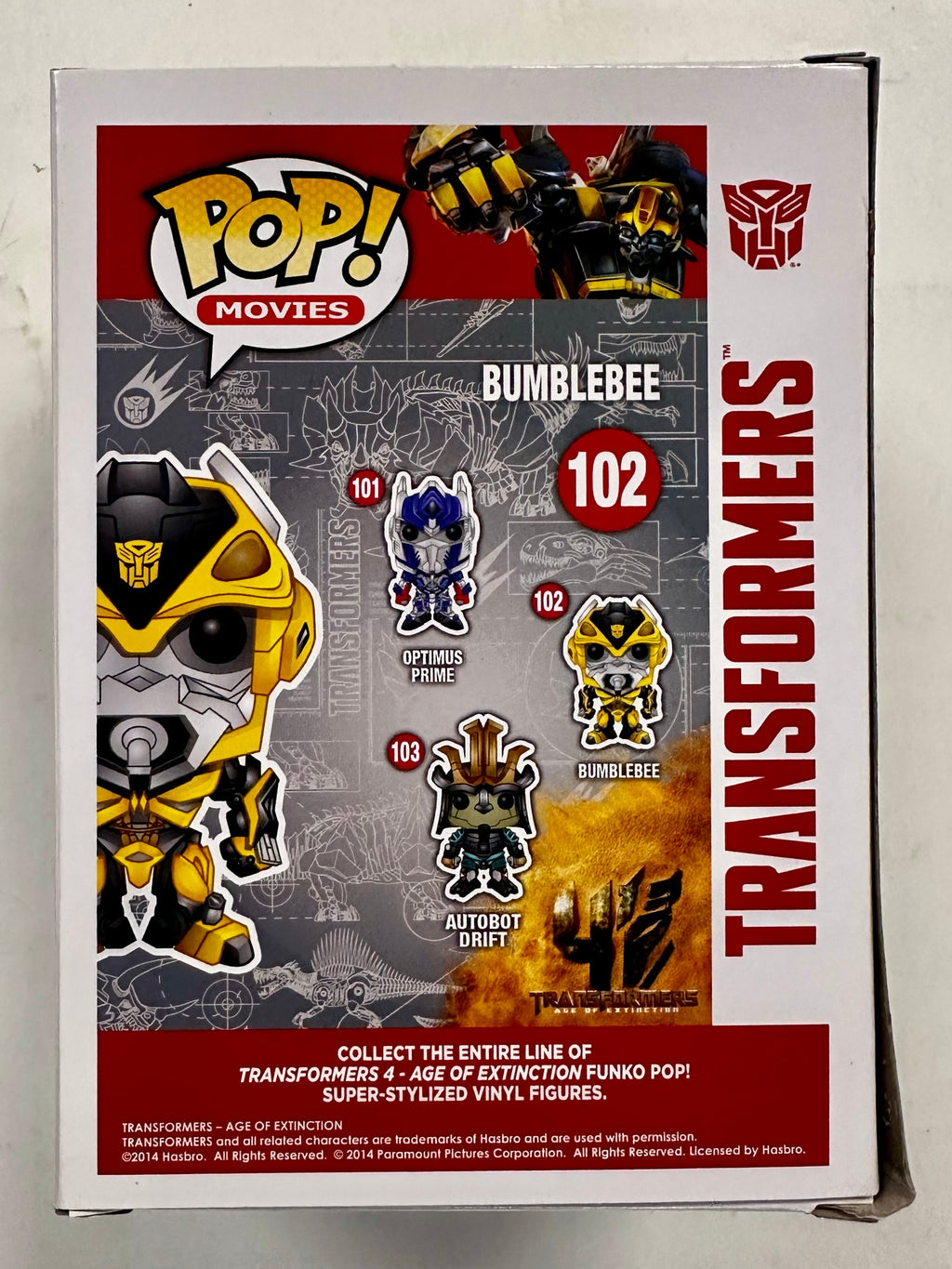 Funko Pop! Movies Autobot Bumblebee #102 Transformers Age Of Extinction 2014 Vaulted
