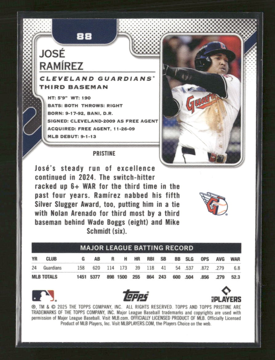 2025-topps-pristine-aqua-refractor-jose-ramirez-199-88