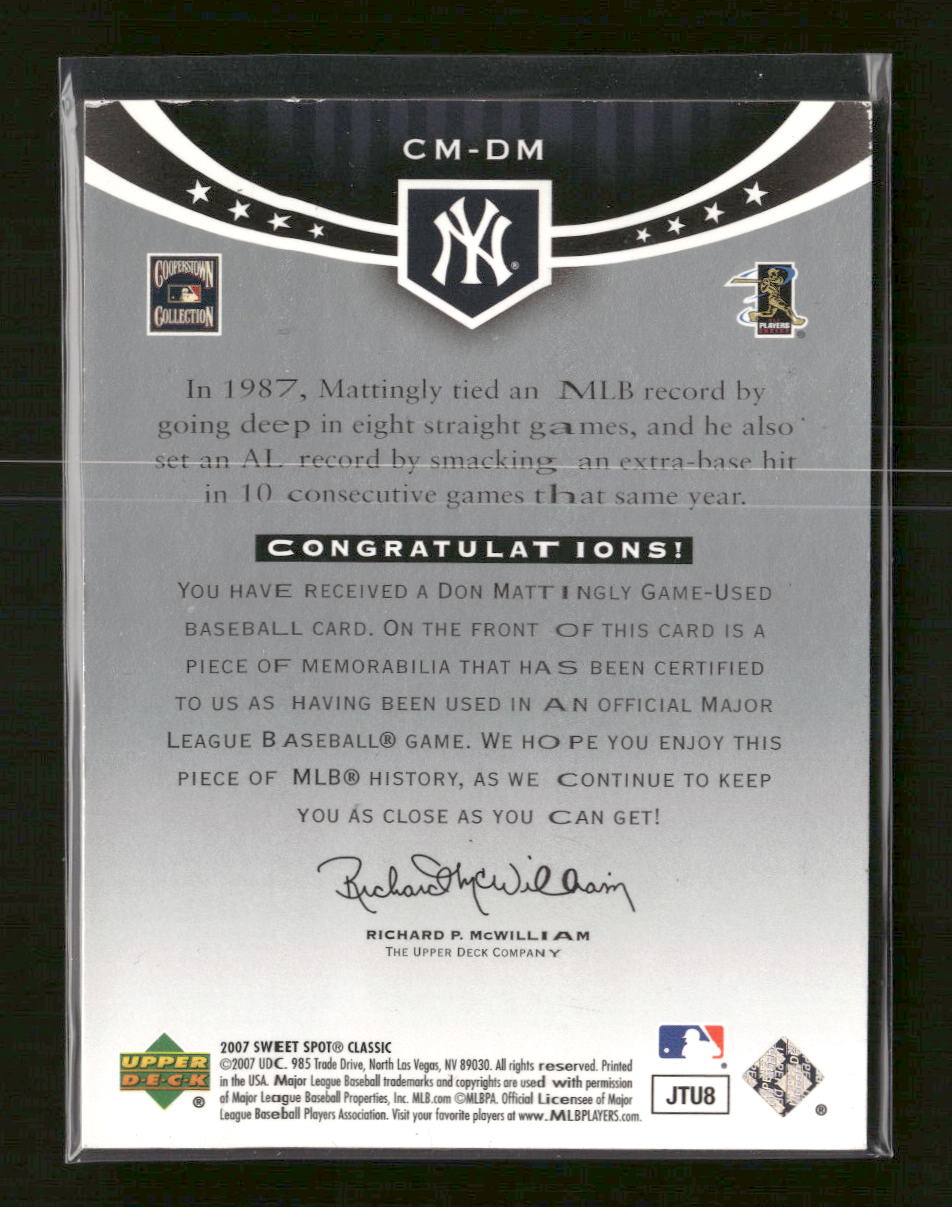 2007-upper-deck-sweet-spot-classic-classic-memorabilia-don-mattingly-cm-dm