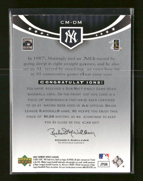 2007-upper-deck-sweet-spot-classic-classic-memorabilia-don-mattingly-cm-dm