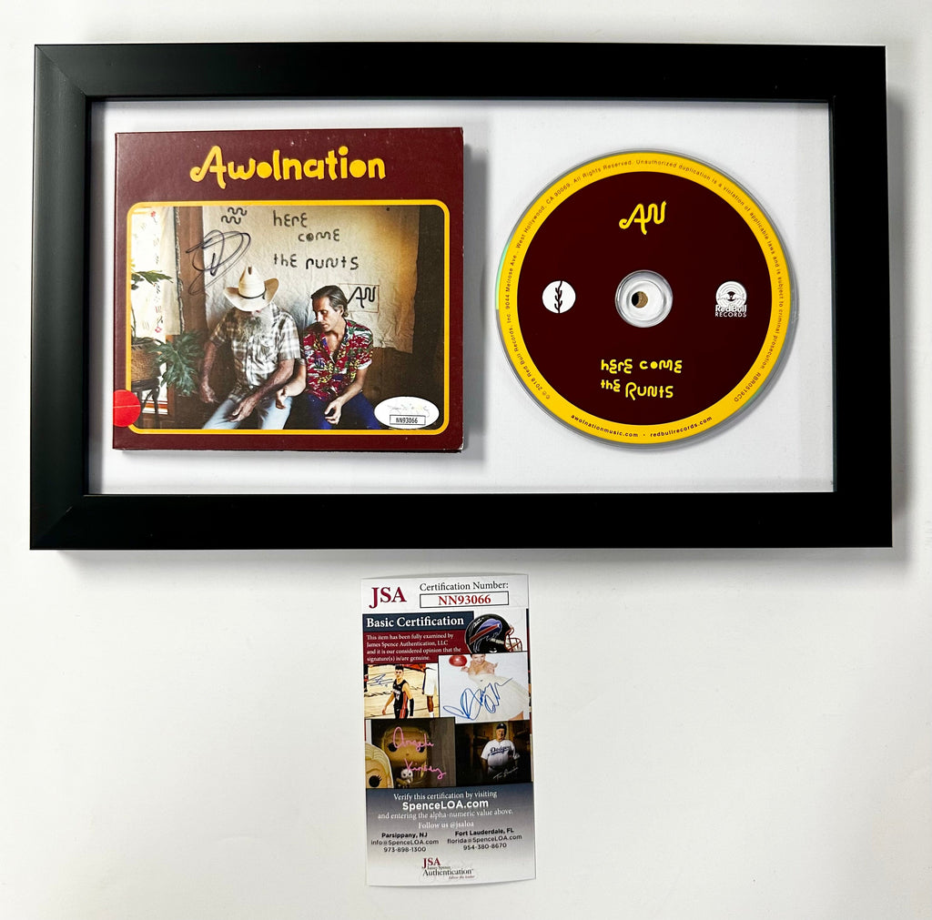 awolnation-aaron-bruno-signed-here-come-the-runts-framed-cd-booklet-with-jsa-coa