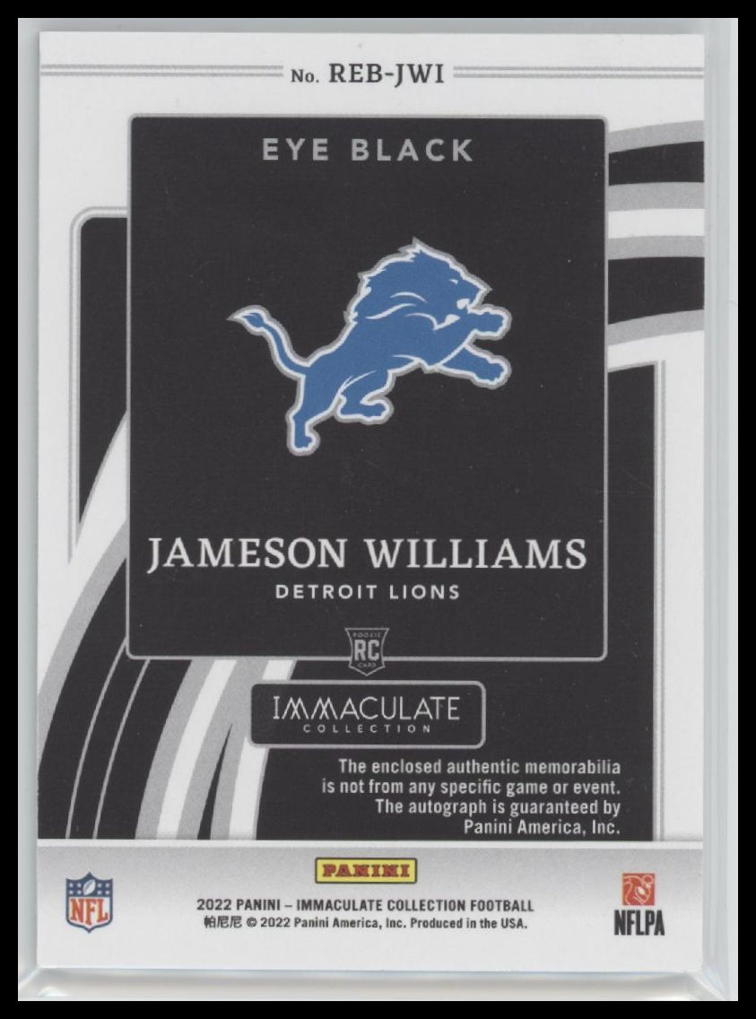 2022-panini-immaculate-rookie-eye-black-jersey-jameson-williams-99-reb-jwi