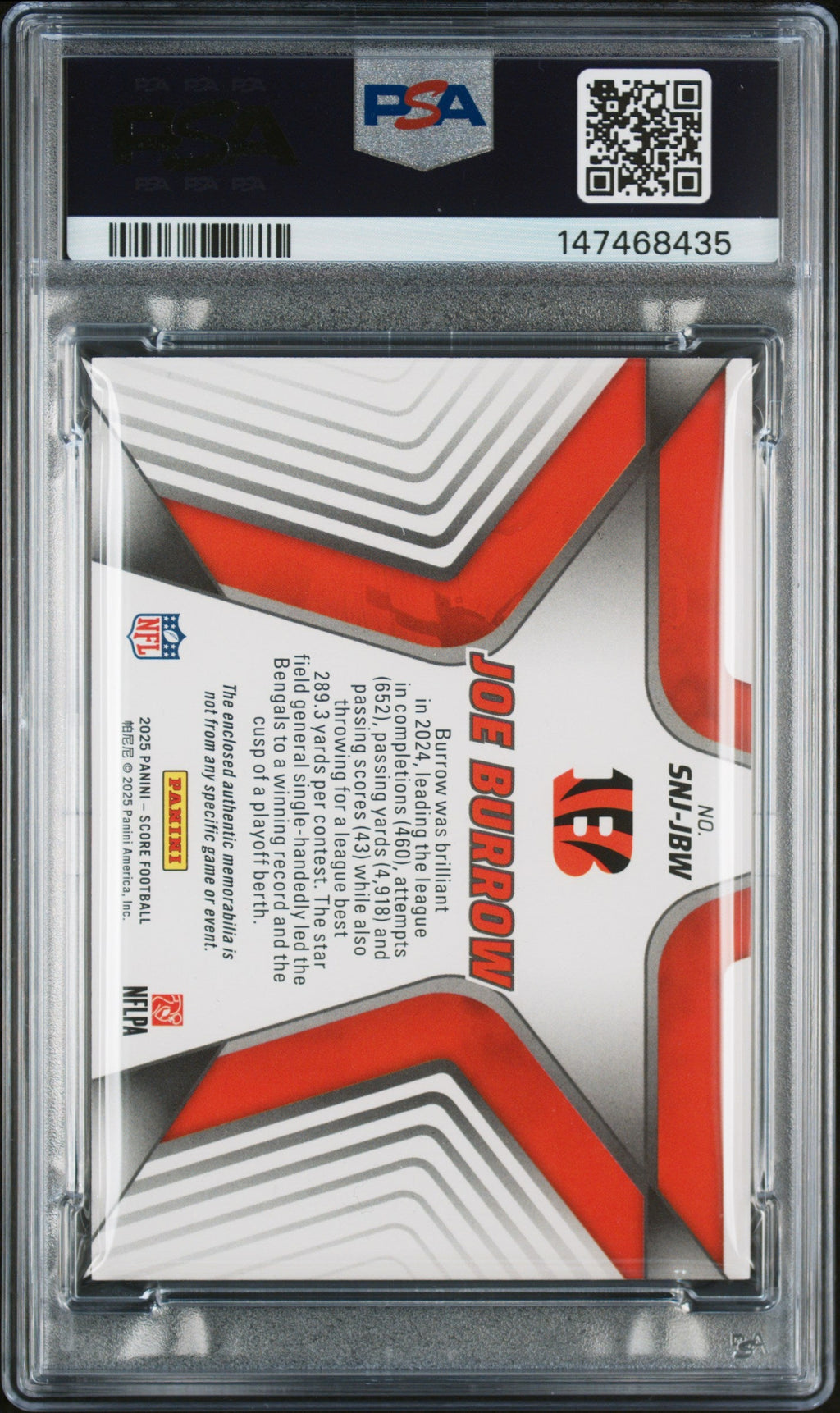 2025-panini-score-stars-of-the-nfl-jerseys-joe-burrow-9-psa-snj-jbw