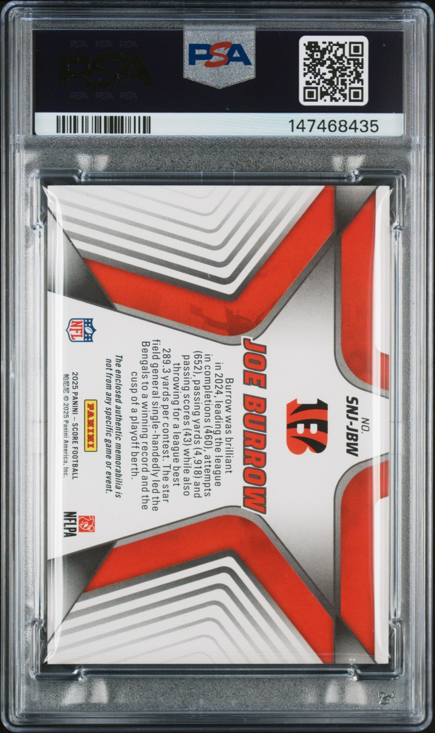 2025-panini-score-stars-of-the-nfl-jerseys-joe-burrow-9-psa-snj-jbw