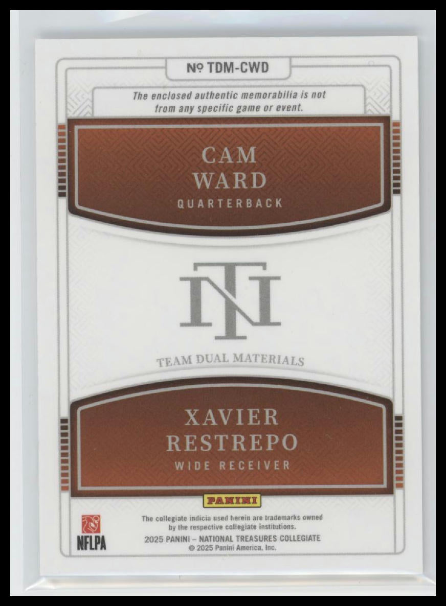 2025-panini-n-t-dual-materials-blue-cam-ward-xavier-restrepo-75-tdm-cwxr