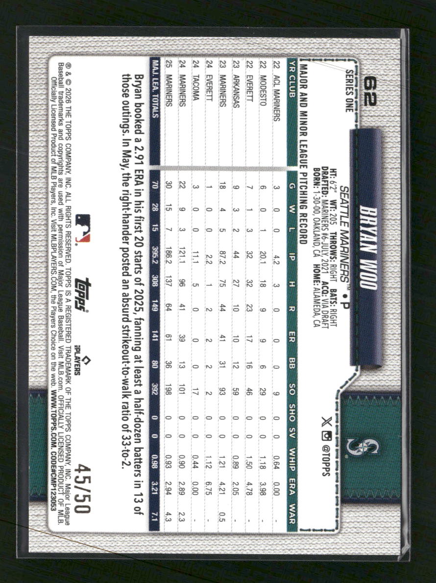 2026-topps-spring-training-gold-bryan-woo-50-62
