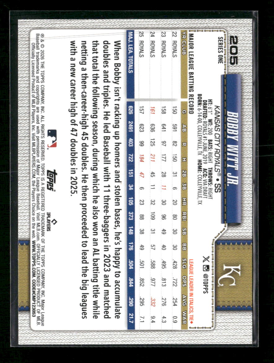 2026-topps-aqua-rainbow-foil-bobby-witt-jr-205