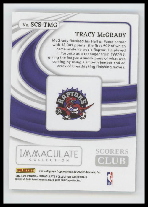 2023-24-panini-immaculate-collection-scorers-tracy-mcgrady-49-auto-scs-tmg