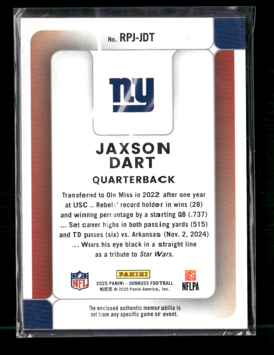 2025-donruss-rookie-phenom-jerseys-jaxson-dart-rpj-jdt