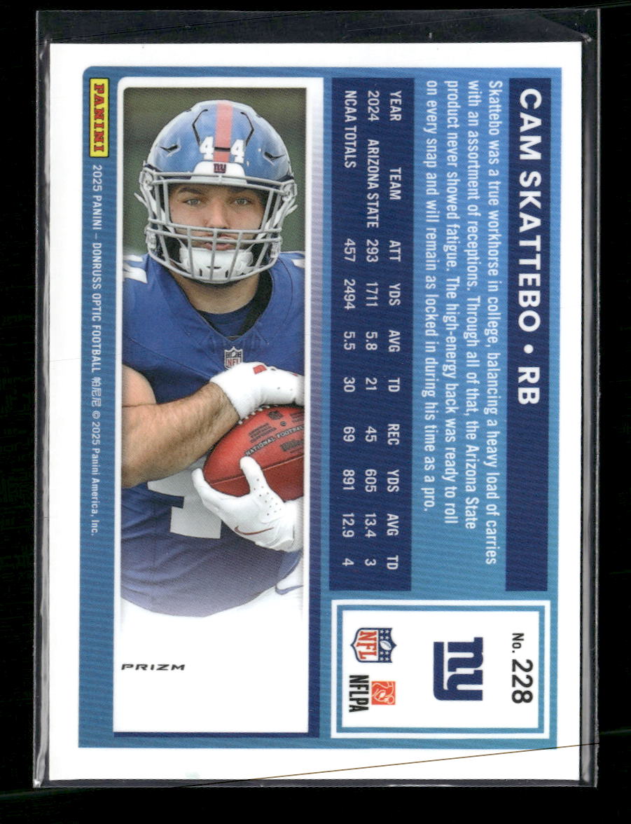 2025-donruss-optic-green-velocity-cam-skattebo-rookie-228