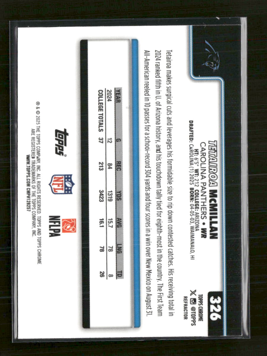 2025-topps-chrome-refractor-tetairoa-mcmillan-rookie-327