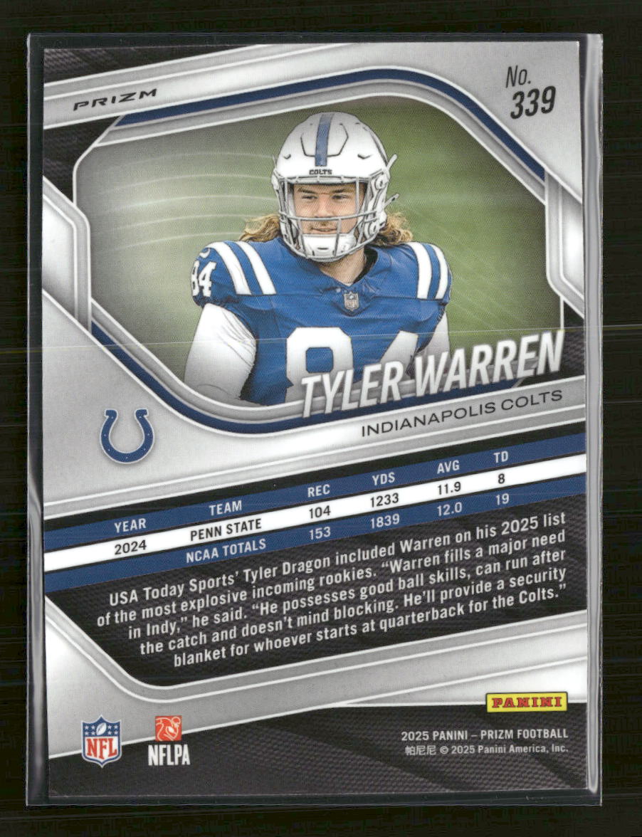 2025-panini-prizm-black-and-white-checker-tyler-warren-339