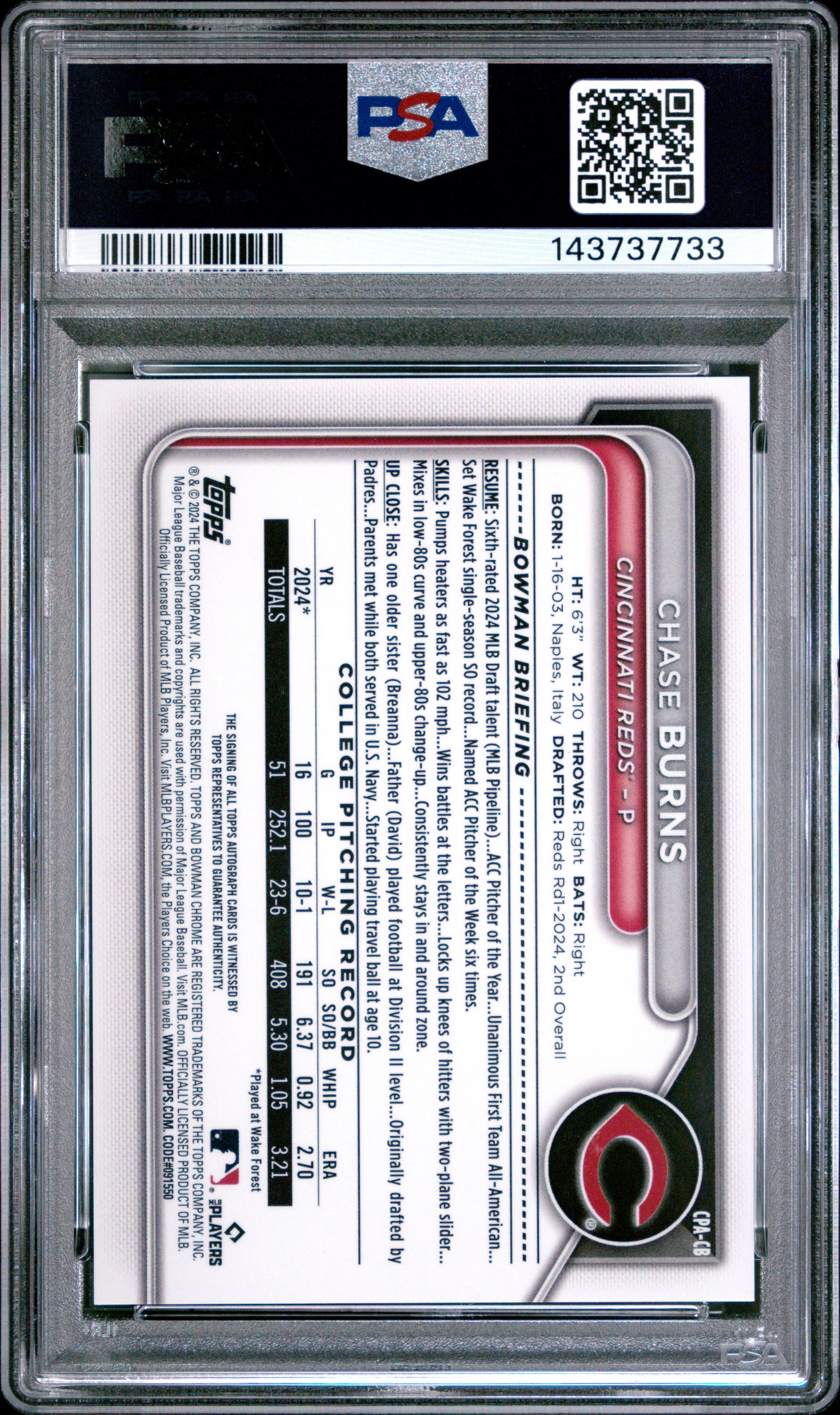 2024-bowman-draft-chrome-prospect-autographs-chase-burns-9-psa-cpacb