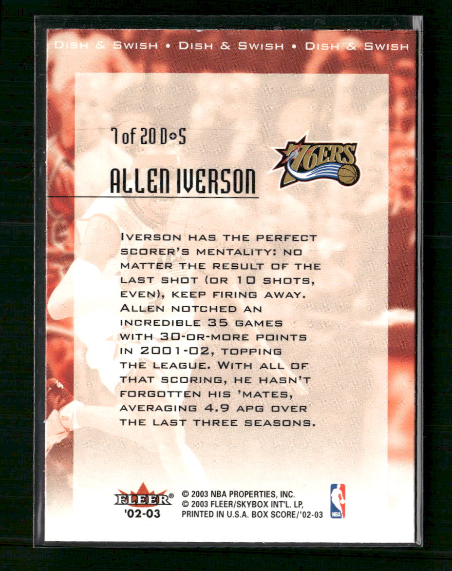 2002-03-fleer-box-score-dish-and-swish-allen-iverson-7-d-s
