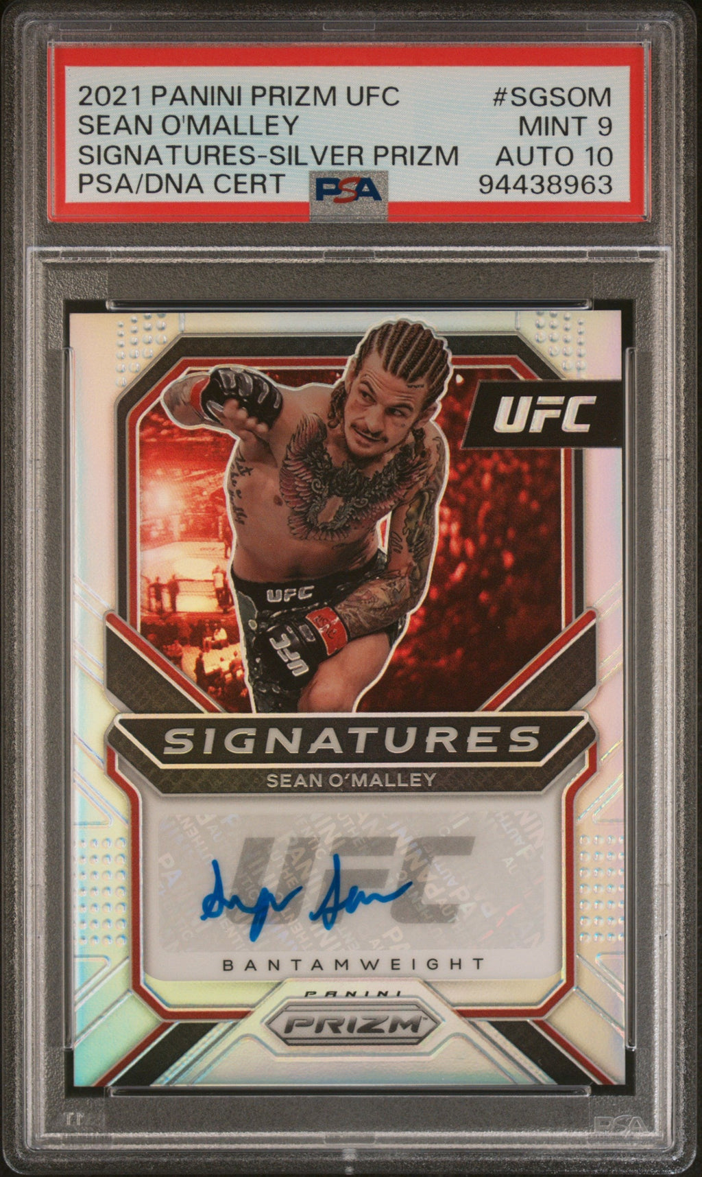 2021-panini-prizm-ufc-signatures-silver-prizm-sean-omalley-9-auto-psa-sgsom