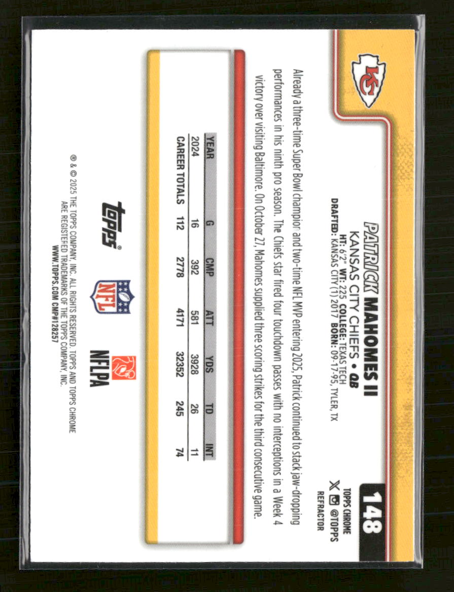 2025-topps-chrome-refractor-patrick-mahomes-ii-148