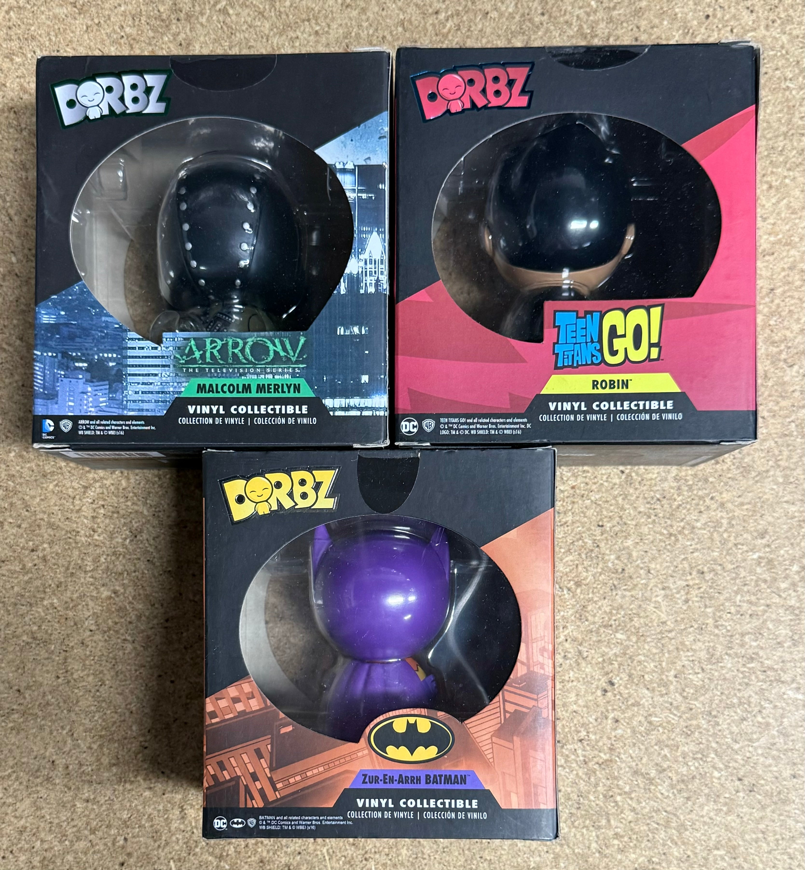 Funko Dorbz DC Arrow Malcolm Merlyn, Robin & Zur-En-arrh Batman Exclusive Lot Of 3