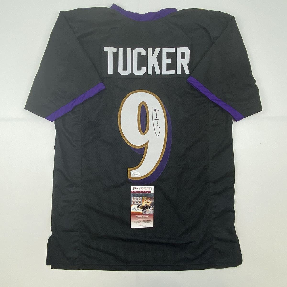 autographed-signed-justin-tucker-baltimore-black-football-jersey-jsa-coa