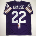 autographed-signed-paul-krause-hof-98-minnesota-purple-football-jersey-jsa-coa